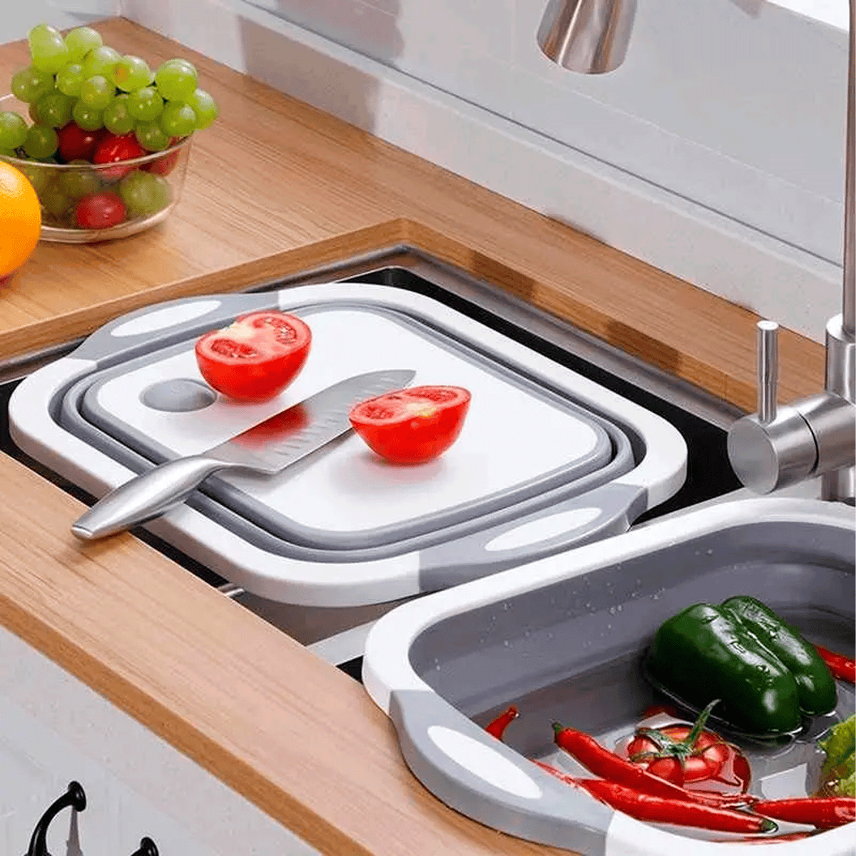 Tabla De Picar 3 En 1 Plegable Con Escurridor Para Cocina