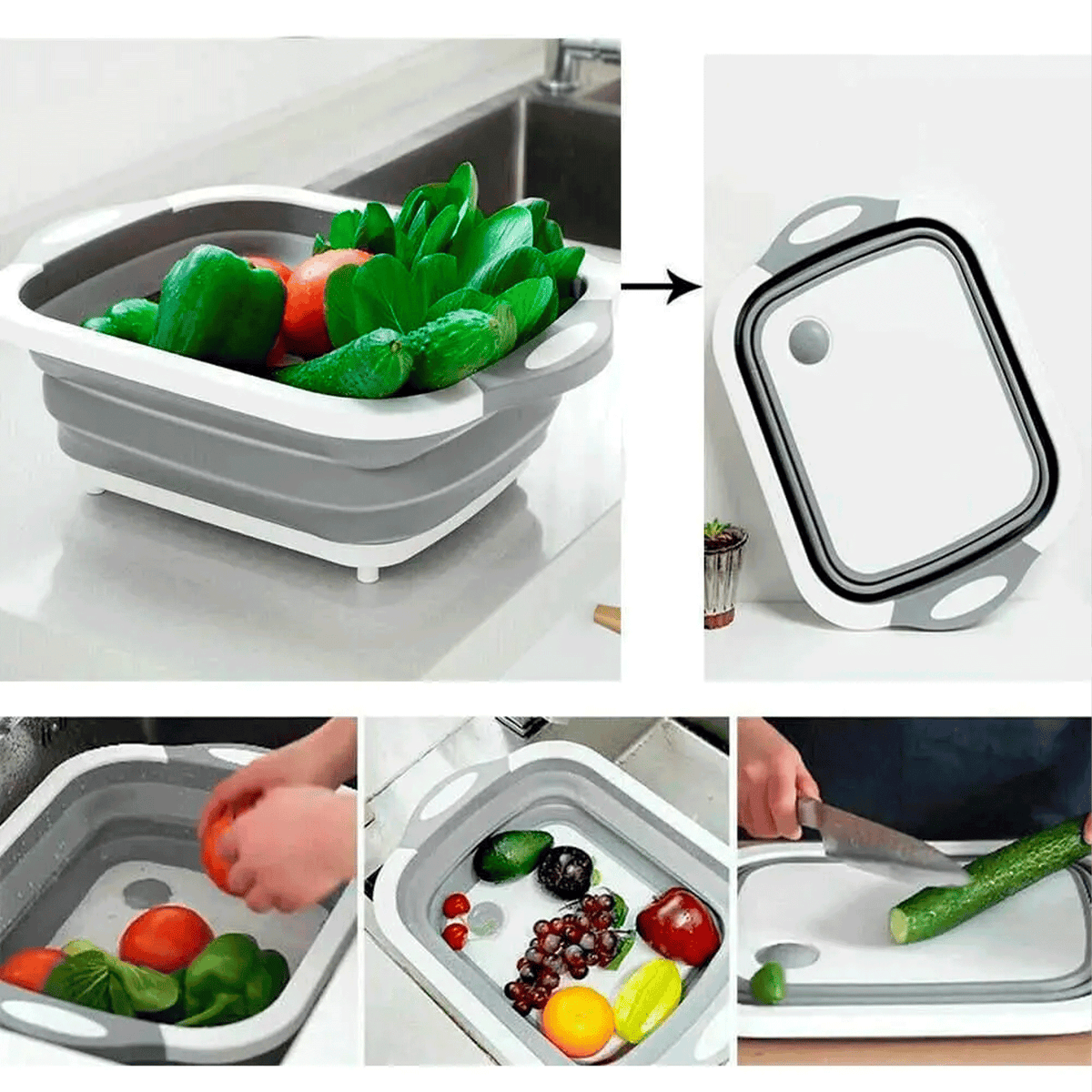 Tabla De Picar 3 En 1 Plegable Con Escurridor Para Cocina